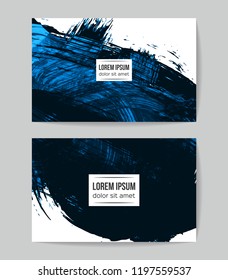 Set of vector business card templates with brush stroke background.
