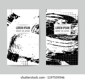 Set of vector business card templates with brush stroke background.
