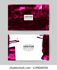 Set of vector business card templates with brush stroke background.