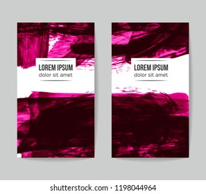 Set of vector business card templates with brush stroke background.