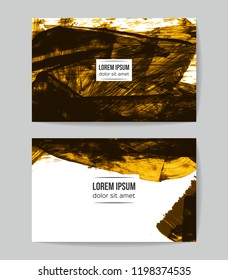 Set of vector business card templates with brush stroke background.