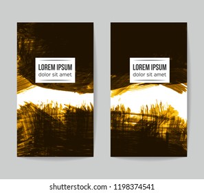 Set of vector business card templates with brush stroke background.