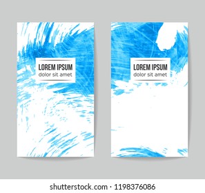 Set of vector business card templates with brush stroke background.