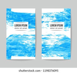 Set of vector business card templates with brush stroke background.