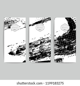 Set of vector business card templates with brush stroke background.