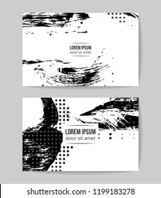 Set of vector business card templates with brush stroke background.