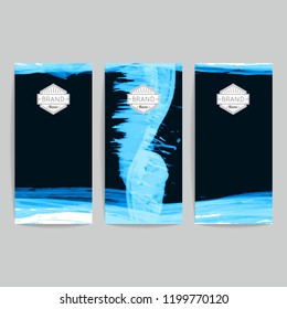 Set of vector business card templates with brush stroke background.