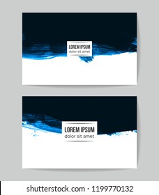 Set of vector business card templates with brush stroke background.