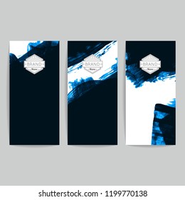 Set of vector business card templates with brush stroke background.