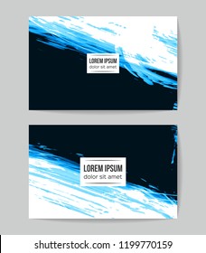 Set of vector business card templates with brush stroke background.
