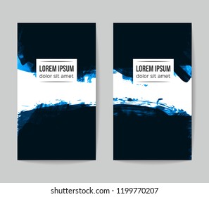 Set of vector business card templates with brush stroke background.