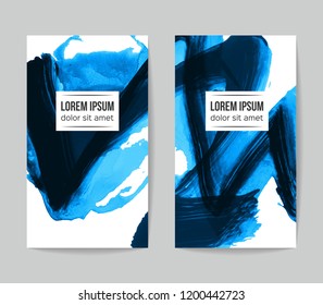 Set of vector business card templates with brush stroke background.