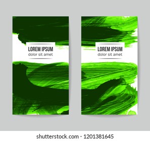 Set of vector business card templates with brush stroke background.