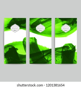 Set of vector business card templates with brush stroke background.