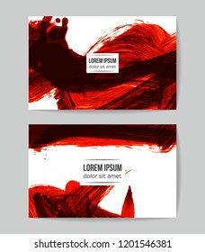 Set of vector business card templates with brush stroke background.