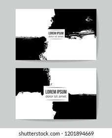 Set of vector business card templates with brush stroke background.