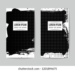 Set of vector business card templates with brush stroke background.