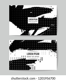 Set of vector business card templates with brush stroke background.