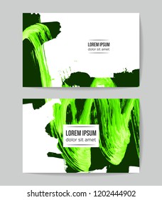 Set of vector business card templates with brush stroke background.