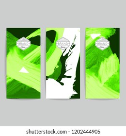 Set of vector business card templates with brush stroke background.