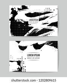 Set of vector business card templates with brush stroke background.