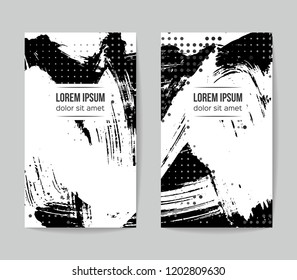 Set of vector business card templates with brush stroke background.