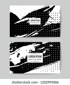 Set of vector business card templates with brush stroke background.