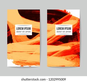 Set of vector business card templates with brush stroke background.