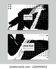 Set of vector business card templates with brush stroke background.