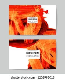 Set of vector business card templates with brush stroke background.