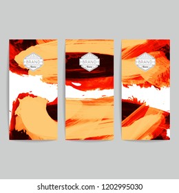 Set of vector business card templates with brush stroke background.