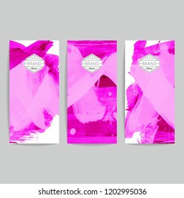 Set of vector business card templates with brush stroke background.