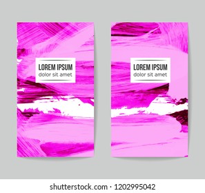 Set of vector business card templates with brush stroke background.