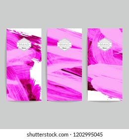 Set of vector business card templates with brush stroke background.