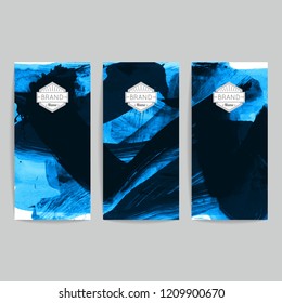 Set of vector business card templates with brush stroke background.