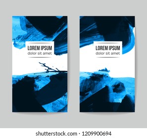 Set of vector business card templates with brush stroke background.