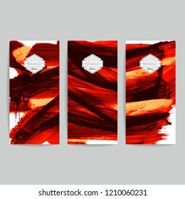 Set of vector business card templates with brush stroke background.