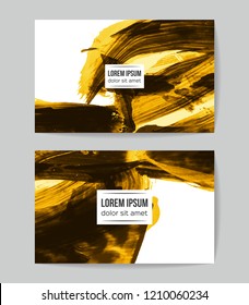 Set of vector business card templates with brush stroke background.
