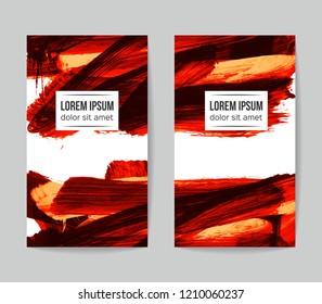 Set of vector business card templates with brush stroke background.