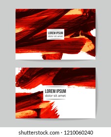 Set of vector business card templates with brush stroke background.