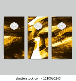 Set of vector business card templates with brush stroke background.