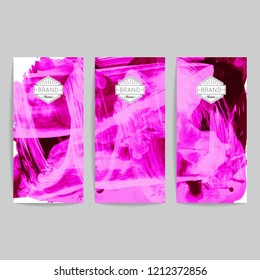 Set of vector business card templates with brush stroke background.