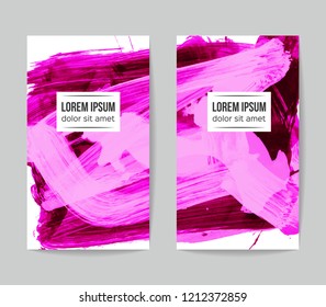 Set of vector business card templates with brush stroke background.
