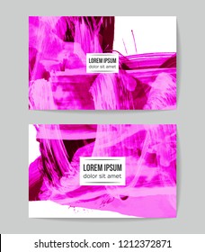 Set of vector business card templates with brush stroke background.