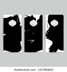 Set of vector business card templates with brush stroke background.
