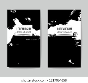 Set of vector business card templates with brush stroke background.