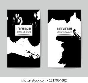 Set of vector business card templates with brush stroke background.