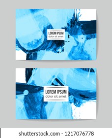 Set of vector business card templates with brush stroke background.