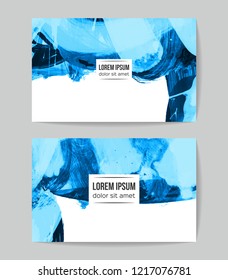 Set of vector business card templates with brush stroke background.