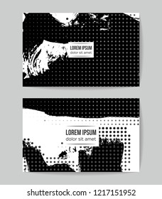 Set of vector business card templates with brush stroke background.